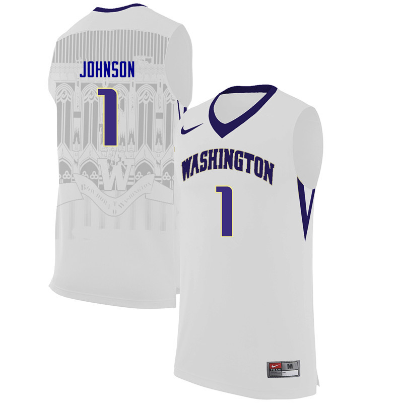 Men Washington Huskies #1 Hannah Johnson College Basketball Jerseys-White